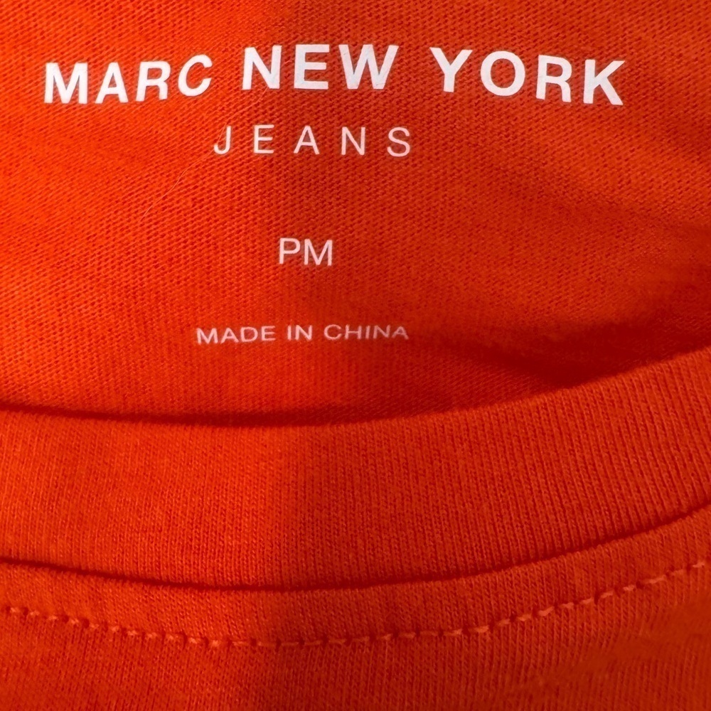Marc New York Women's Orange Petite Tops Blouses Long Sleeves Round Neck Medium - Picture 5 of 10